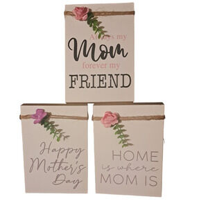 NIB- Mothers Day All year Long SET of Painted Wood Box Wall Hanging Decor